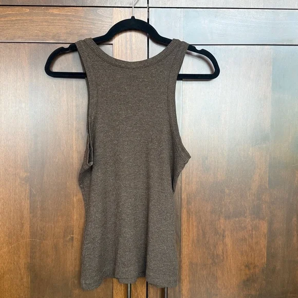 AGOLDE BROWN RACERBACK RIBBED TANK TOP SIZE MEDIUM - Picture 3 of 11